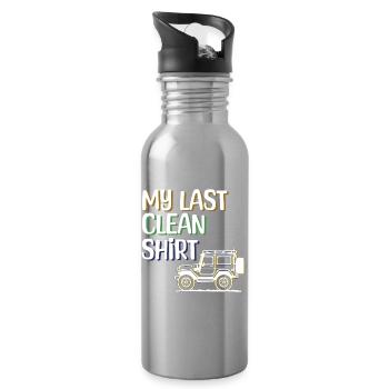Camper Wanderer Statement Camping Wohnwagen - Trinkflasche mit integriertem Trinkhalm - Lightsilver - Rechts