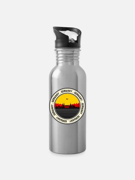 Deutschland Sunset Skyline Siegel - Trinkflasche mit integriertem Trinkhalm - Lightsilver