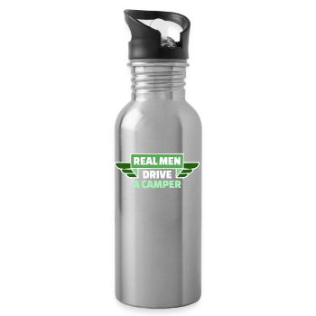 Camper Statement Camping Wanderer Wanderlust - Trinkflasche mit integriertem Trinkhalm - Lightsilver - Rechts