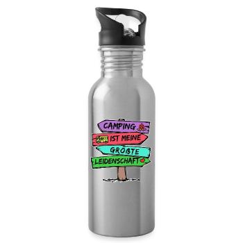 Camping Statement Wanderlust Wanderer Herz Camper - Trinkflasche mit integriertem Trinkhalm - Lightsilver - Rechts