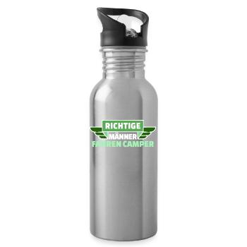 Camping Wanderer Camper Wanderlust Statement - Trinkflasche mit integriertem Trinkhalm - Lightsilver - Rechts