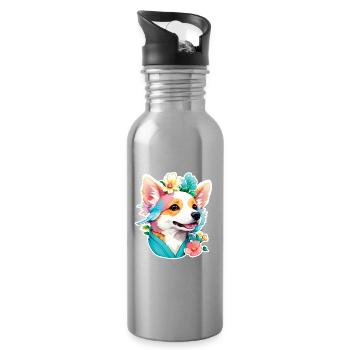 Corgi - Trinkflasche mit integriertem Trinkhalm - Lightsilver - Rechts