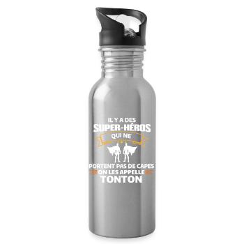 Super Héros Sans Capes Humour - Gourde avec paille intégrée - argent clair - Droite
