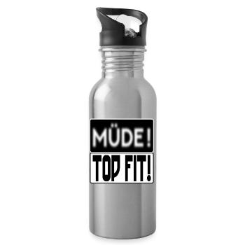GEMÜTSZUSTAND - MÜDE TOP FIT SPRÜCHE - Trinkflasche mit integriertem Trinkhalm - Lightsilver - Rechts
