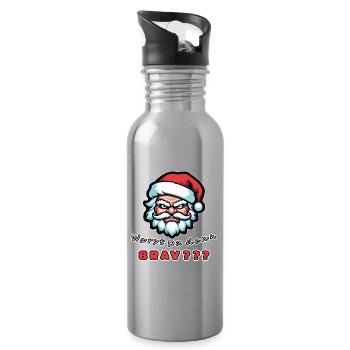 Böser Weihnachtsmann Warst du auch brav - Trinkflasche mit integriertem Trinkhalm - Lightsilver - Rechts