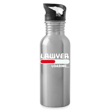Career Statement Success Lawyer Profession Work - Water bottle with straw - silver - Right