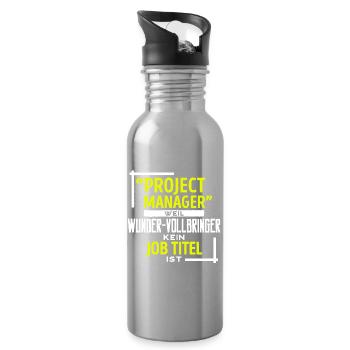 Job Statement Project Manager Profession Career Work - Water bottle with straw - silver - Right