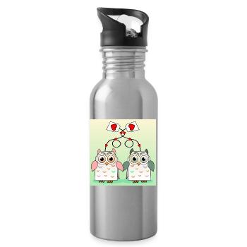 Owl Tea - Water bottle with straw - silver - Right