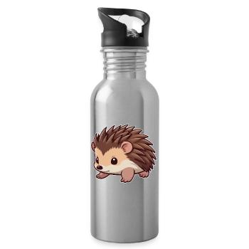 Cute hedgehog animal - Water bottle with straw - silver - Right