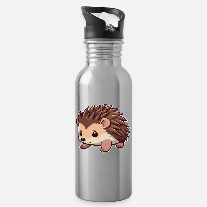 Niedlicher Igel Tier - Trinkflasche mit integriertem Trinkhalm - Lightsilver