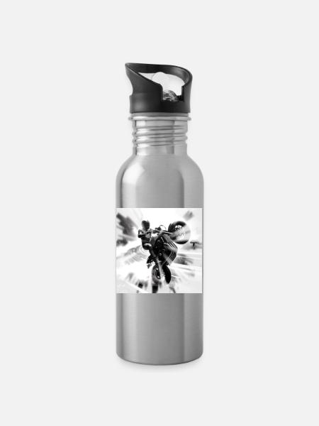 Der Biker ist willig - Trinkflasche mit integriertem Trinkhalm - Lightsilver
