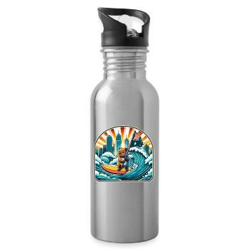 Design de surf australien Quokka - Gourde avec paille intégrée - argent clair - Droite
