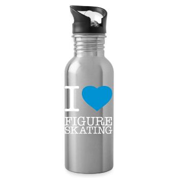 I LOVE FIGURE SKATING Eiskunstlaufen - Trinkflasche mit integriertem Trinkhalm - Lightsilver - Rechts