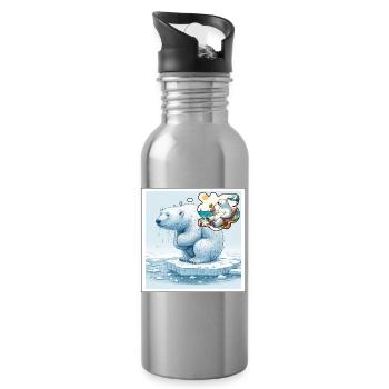 Der gefrorene Bär auf seinem Gletscher! - Trinkflasche mit integriertem Trinkhalm - Lightsilver - Rechts