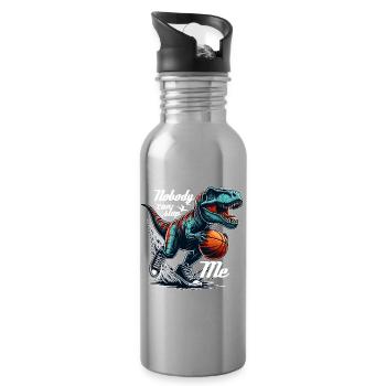 Basketball T-Rex Dinosaurier Geschenk - Trinkflasche mit integriertem Trinkhalm - Lightsilver - Rechts