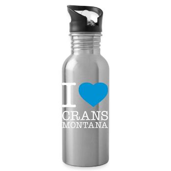I LOVE CRANS-MONTANA - Trinkflasche mit integriertem Trinkhalm - Lightsilver - Rechts