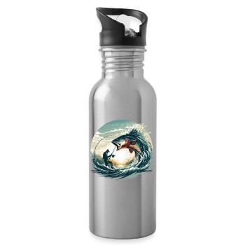Pêche pêcheur dynamique cadeau - Gourde avec paille intégrée - argent clair - Droite