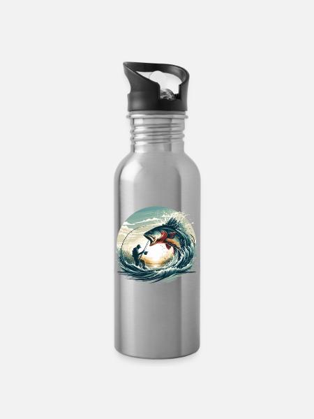 Angeln Angler Dynamik Geschenk - Trinkflasche mit integriertem Trinkhalm - Lightsilver