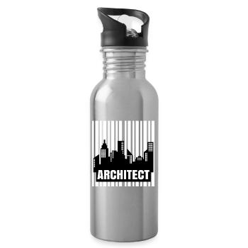 Job: Architect, Work, Supervisor, Success, Career - Water bottle with straw - silver - Right