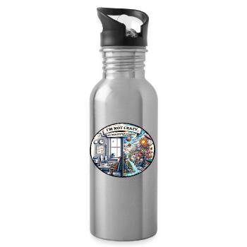 Ich bin nicht verrückt – Realität anders - Trinkflasche mit integriertem Trinkhalm - Lightsilver - Rechts