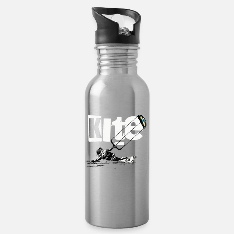 Kite - Trinkflasche mit integriertem Trinkhalm - Lightsilver