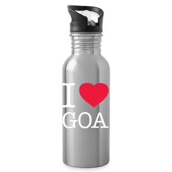 I LOVE GOA - Trinkflasche mit integriertem Trinkhalm - Lightsilver - Rechts