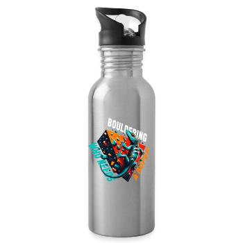 Bouldering Gecko Rope? Gift - Water bottle with straw - silver - Right