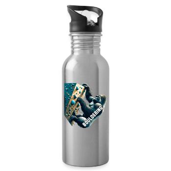 Bouldering Gorilla Gift - Water bottle with straw - silver - Right
