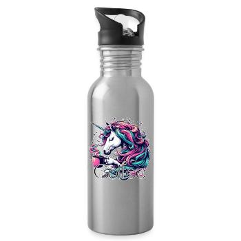 Unicorn Coffee Gift - Water bottle with straw - silver - Right