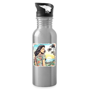 Aloha Girl - Water bottle with straw - silver - Right