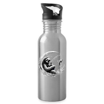 Pêche paresseux pêcheur cadeau - Gourde avec paille intégrée - argent clair - Droite