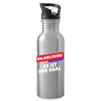 I don't care about funny sayings Indifferent Relax - Water bottle with straw - silver - Right
