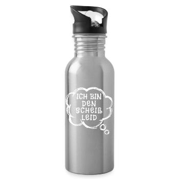 Haltung Statement Ist Mir Egal Gleichgültig - Trinkflasche mit integriertem Trinkhalm - Lightsilver - Rechts