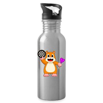 Cible de fléchettes de hamster - Gourde avec paille intégrée - argent clair - Droite