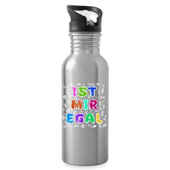 I don't care about relax statement indifferent attitude - Water bottle with straw - silver - Right