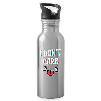I don't care Attitude Funny Statement Relax - Water bottle with straw - silver - Right