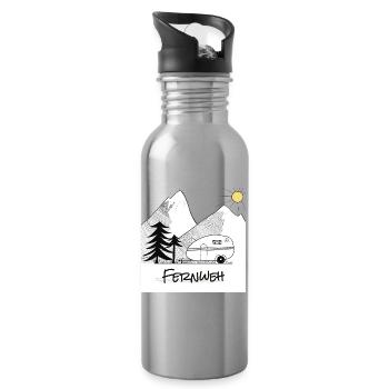 Wanderlust - with the caravan in the mountains - Water bottle with straw - silver - Right