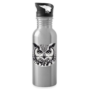 Eule - Trinkflasche mit integriertem Trinkhalm - Lightsilver - Rechts