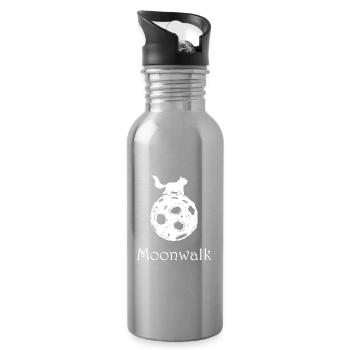 Katze auf dem Mond, Moonwalk, Mond Katze - Trinkflasche mit integriertem Trinkhalm - Lightsilver - Rechts