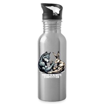 Bras de fer bras de fer loup et lapin cadeau - Gourde avec paille intégrée - argent clair - Droite