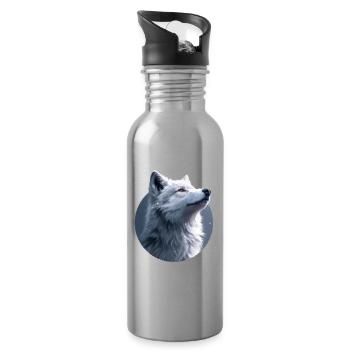 Illustration de Loup Blanc - Gourde avec paille intégrée - argent clair - Droite