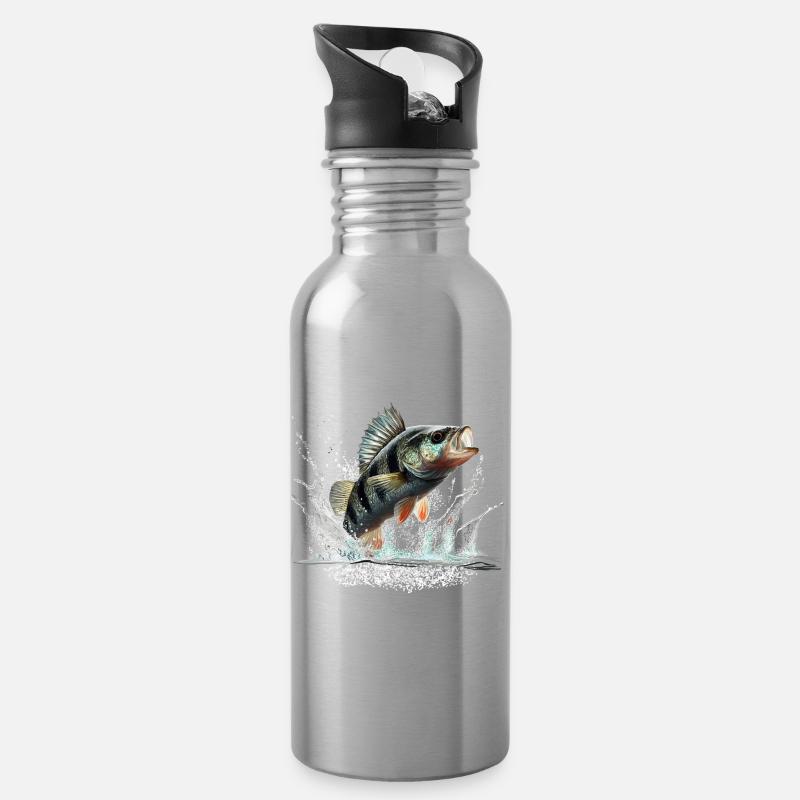 Barsch - Trinkflasche mit integriertem Trinkhalm - Lightsilver
