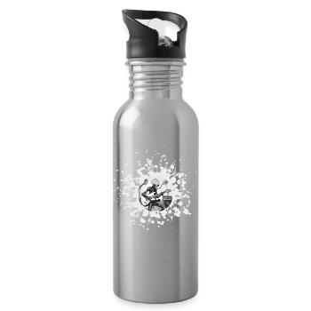 Alien Musiker mit Gitarre - Trinkflasche mit integriertem Trinkhalm - Lightsilver - Rechts