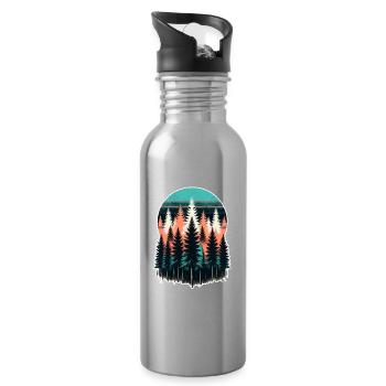 Waldlicht Abendrot - Trinkflasche mit integriertem Trinkhalm - Lightsilver - Rechts