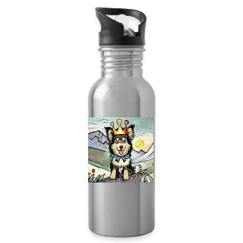 Royal dog in the mountains - Water bottle with straw - silver - Right