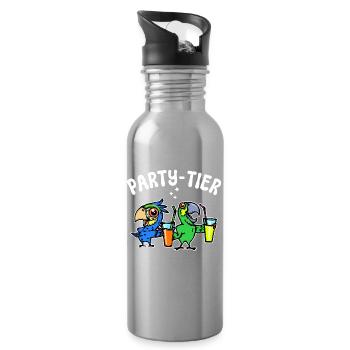 Parrot Statement Animal Lover Pet Bird - Water bottle with straw - silver - Right