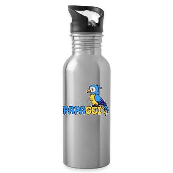 Perroquet disant Animal Amoureux Pet Bird Zoo - Gourde avec paille intégrée - argent clair - Droite