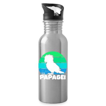 Bird, Parrot, Saying, Animal, Animal Lover, Pet - Water bottle with straw - silver - Right