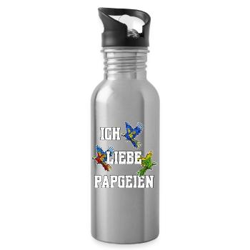 Perroquet Bird Lover Animal Birds Déclaration - Gourde avec paille intégrée - argent clair - Droite