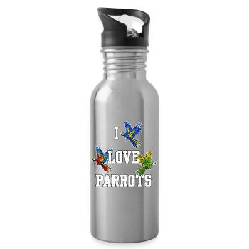 Déclaration des animaux Amoureux des animaux Perroquet Oiseaux Zoo - Gourde avec paille intégrée - argent clair - Droite